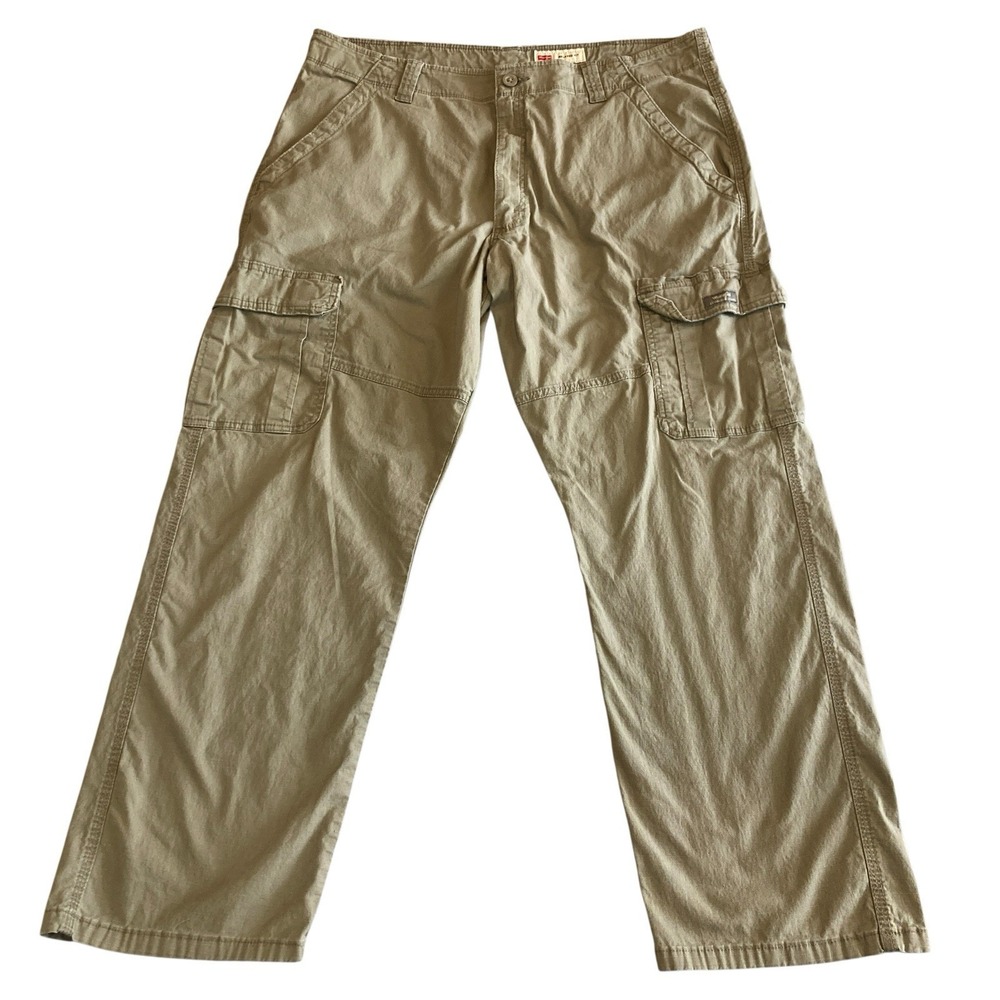 Wrangler Cargo Pants Men 38x30 (Fits 38x28) Relaxed Fit Khaki Stretch Active